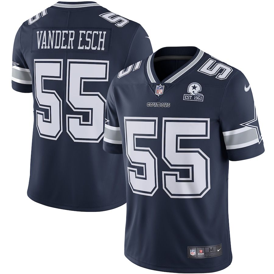 Men Dallas Cowboys 55 Leighton Vander Esch Nike Navy 60th Anniversary Limited NFL Jersey